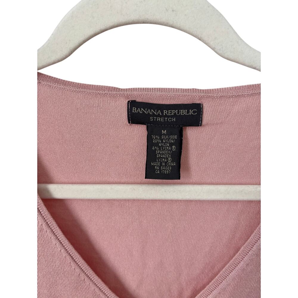 Banana Republic Pink V Neck Sweater Women Medium Silk Blend Knit Top - Picture 5 of 6